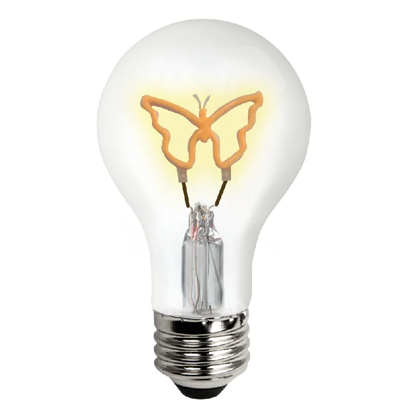 Industrial Lighting for Electronics ManufacturingTCP A19 Butterfly Decorative Filament LED Christmas Bulb, 0.3W, Yellow Decorative Light, Butterfly Base Down for Holiday & Festive Decor