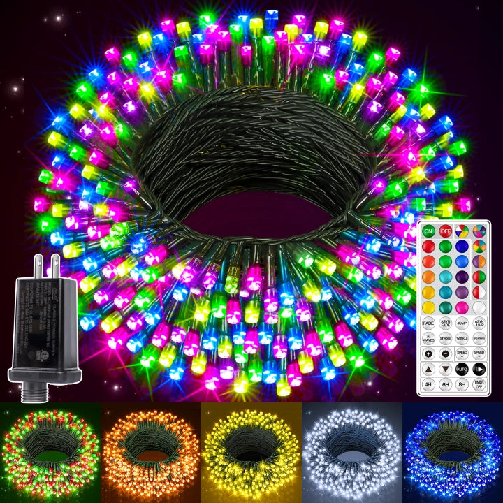 String Lights for Porch LightingOllny 200 LED 66ft Christmas RGB String Lights (Green Cable, Connectable, 130 Modes) String Lights for Porch LightingOllny 200 LED 66ft Christmas RGB String Lights (Green Cable, Connectable, 130 Modes)