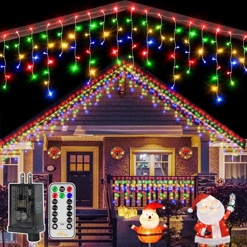 Fairy String Lights for Bedroom DecorOllny 486 LED 40ft Multicolor Christmas Icicle Lights (Clear Cable, Plug in, 8 Modes), Connectable up to 3 Sets Fairy String Lights for Bedroom DecorOllny 486 LED 40ft Multicolor Christmas Icicle Lights (Clear Cable, Plug in, 8 Modes), Connectable up to 3 Sets