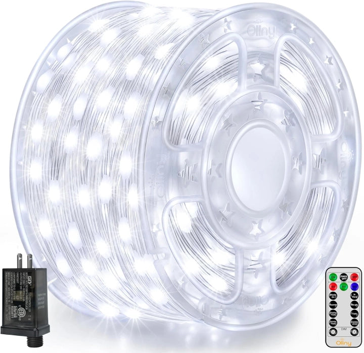 String Lights for Hotel Courtyard LightingOllny 600 LED 197ft Cool White IP67 Waterproof Christmas Lights (Clear Wire, Plug in, 8 Modes) String Lights for Hotel Courtyard LightingOllny 600 LED 197ft Cool White IP67 Waterproof Christmas Lights (Clear Wire, Plug in, 8 Modes)