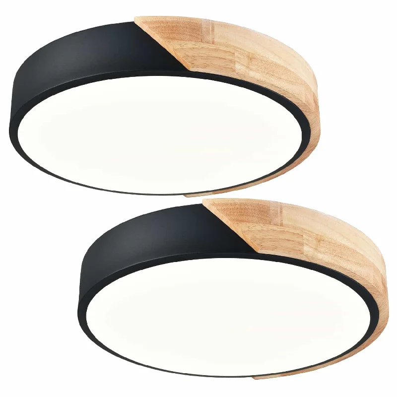 Industrial Ceiling - Mounted Lighting for Assembly PlantsModern Black and Wood LED Flush Mount Ceiling Light Industrial Ceiling - Mounted Lighting for Assembly PlantsModern Black and Wood LED Flush Mount Ceiling Light