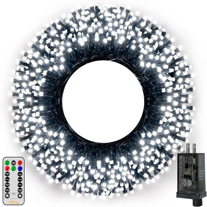 String Lights for Restaurant Outdoor SeatingOllny 500 LED 164ft Cool White Christmas Lights (Green Cable, Plug in, 8 Modes, IP44 Waterproof) String Lights for Restaurant Outdoor SeatingOllny 500 LED 164ft Cool White Christmas Lights (Green Cable, Plug in, 8 Modes, IP44 Waterproof)