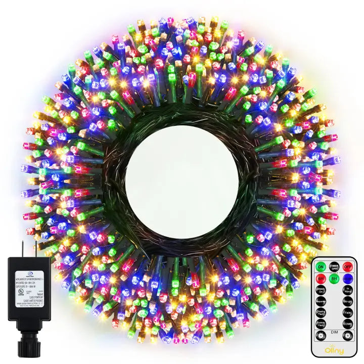Fairy String Lights for Bedroom DecorOllny 500 LED 164ft Multicolor Christmas Lights (Green Cable, Plug in, 8 Modes, IP44 Waterproof) Fairy String Lights for Bedroom DecorOllny 500 LED 164ft Multicolor Christmas Lights (Green Cable, Plug in, 8 Modes, IP44 Waterproof)