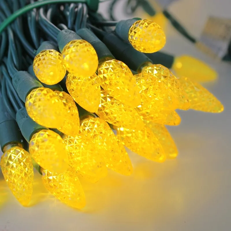 Battery - Operated String Lights for Indoor Use50-light C6 Yellow LED Christmas Lights, 4" Spacing Green Wire Battery - Operated String Lights for Indoor Use50-light C6 Yellow LED Christmas Lights, 4" Spacing Green Wire