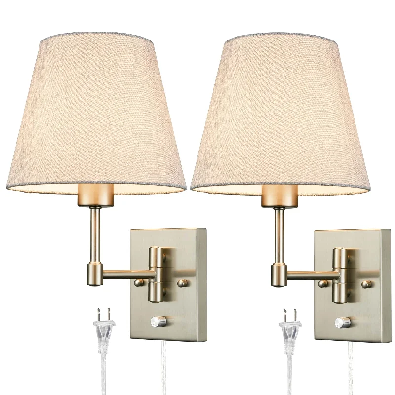 Durable Industrial Lighting for Harsh EnvironmentsBrushed Nickel Swing Arm Wall Sconces Set of Two Plug in Sconce Durable Industrial Lighting for Harsh EnvironmentsBrushed Nickel Swing Arm Wall Sconces Set of Two Plug in Sconce
