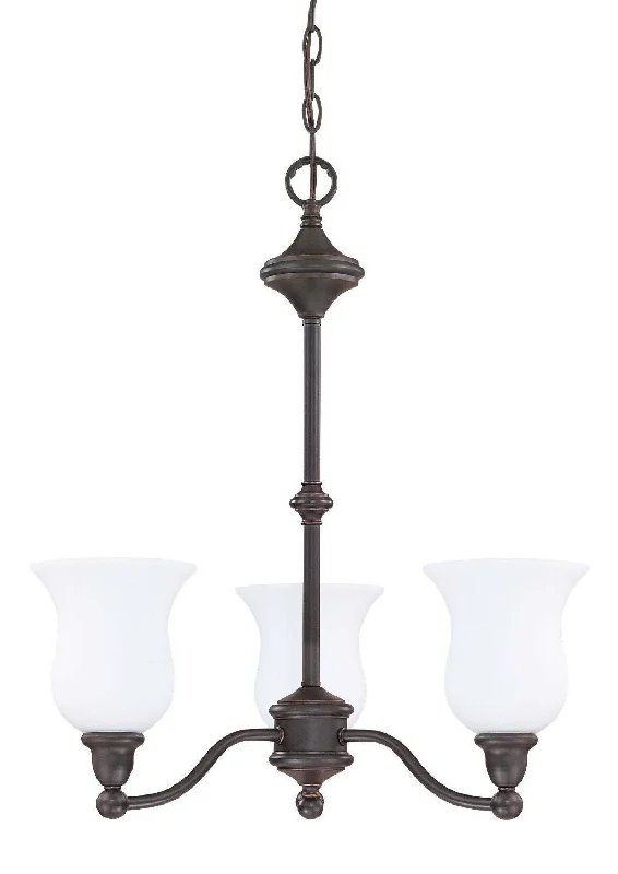 Nuvo Lighting 60-2426 Glenwood Collection Three Light Energy Star Rated Fluorescent GU24 Hanging Chandelier in Sudbury Bronze Finish