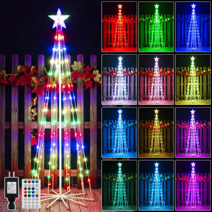 Fairy String Lights for Bedroom DecorOllny 140 Led 5ft-High RGB Christmas Tree Lights For Light Show (12 Colors, 22 Modes, IP65 Waterproof, Clear Wire, Plug In) Fairy String Lights for Bedroom DecorOllny 140 Led 5ft-High RGB Christmas Tree Lights For Light Show (12 Colors, 22 Modes, IP65 Waterproof, Clear Wire, Plug In)