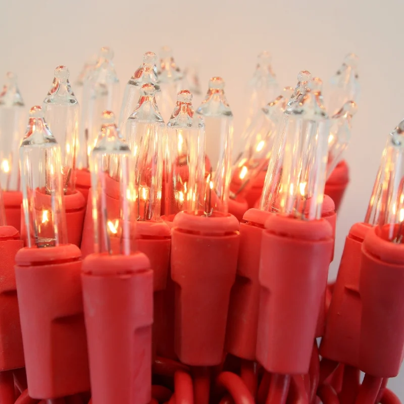 Battery - Operated String Lights for Indoor Use50-bulb White Mini Lights, 2.5" Spacing Red Wire Battery - Operated String Lights for Indoor Use50-bulb White Mini Lights, 2.5" Spacing Red Wire