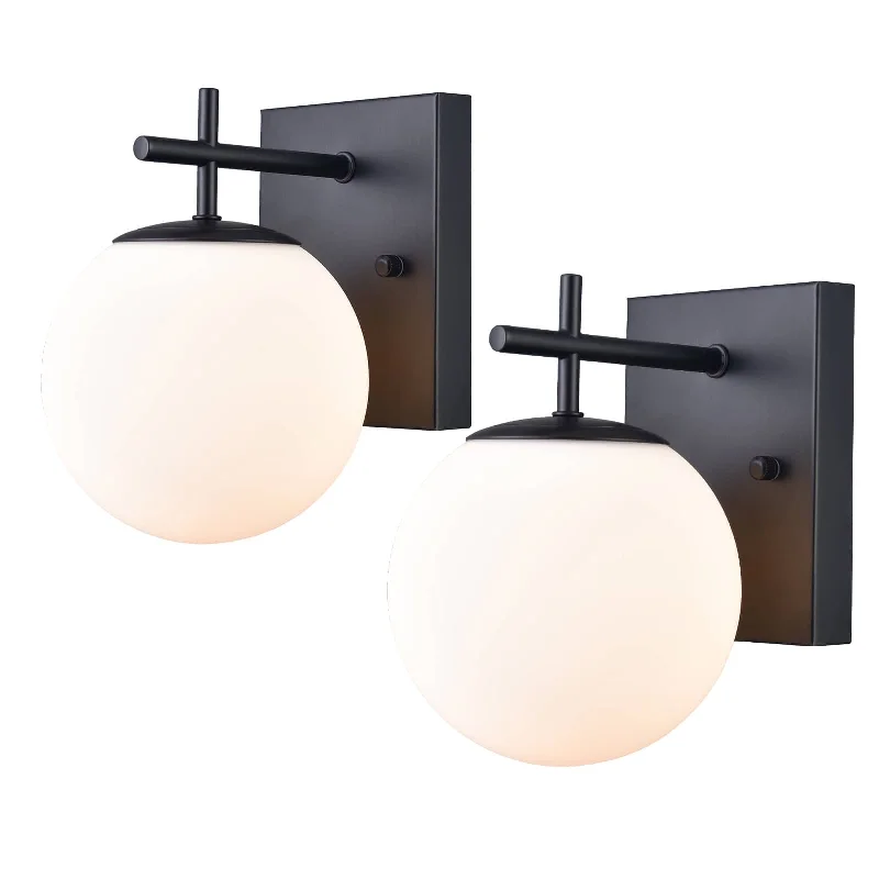 Industrial Emergency Lighting for Safety in FactoriesModern Black Globe Sconce - 2 Light