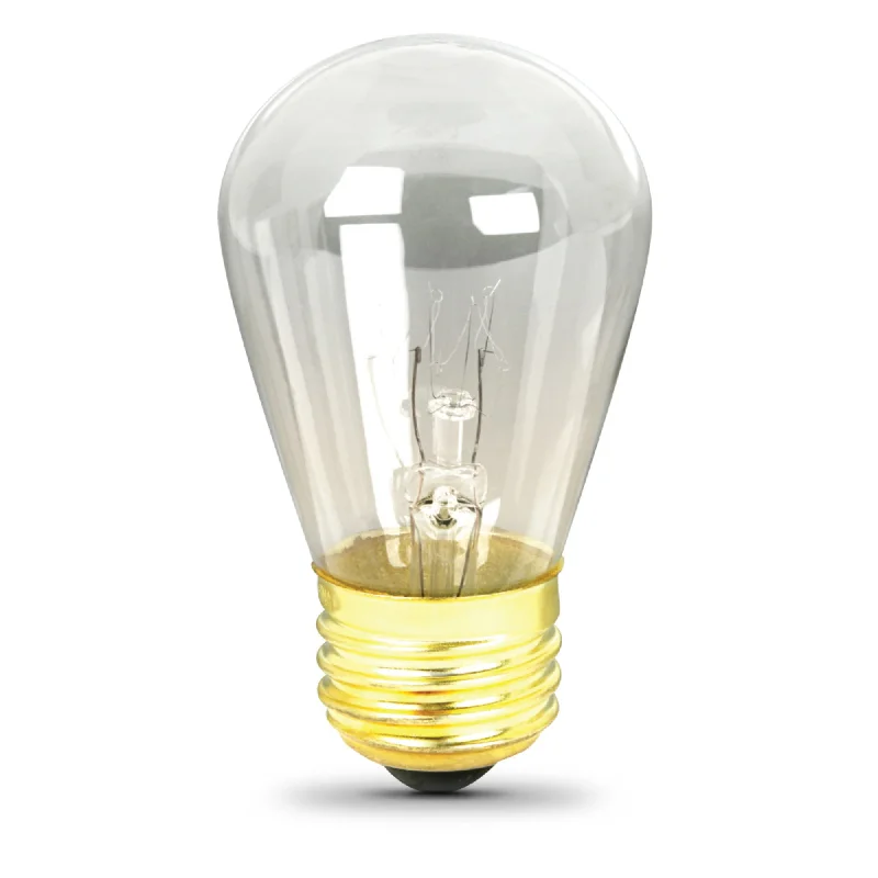 String Lights for Camping Trips11W Soft White (2700K) E26 Base S14 Base Clear Dimmable Incandescent String Light Replacement Bulb (4-Pack)