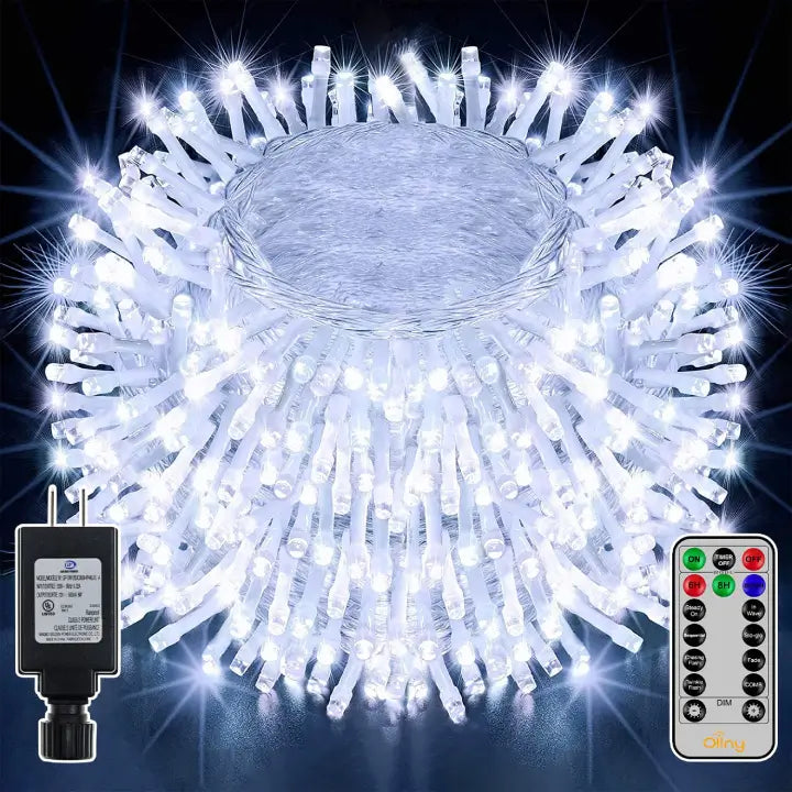 String Lights with Clear Bulbs for a Classic LookOllny 400 LED 132ft Cool White String Lights (Clear Cable, Plug in, 8 Modes) String Lights with Clear Bulbs for a Classic LookOllny 400 LED 132ft Cool White String Lights (Clear Cable, Plug in, 8 Modes)