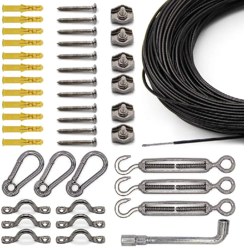 String Lights for Seasonal Decorations (Spring, Fall, etc.)SLGC02 String Light Hanging Cable Kit 165 FT, Nylon Coated 304 Stainless Steel Guide Wire and Accessories for Outdoor Bistro String Lights String Lights for Seasonal Decorations (Spring, Fall, etc.)SLGC02 String Light Hanging Cable Kit 165 FT, Nylon Coated 304 Stainless Steel Guide Wire and Accessories for Outdoor Bistro String Lights