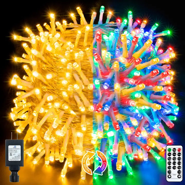 String Lights for Seasonal Decorations (Spring, Fall, etc.)Ollny 640 LED 210FT Warm White/Multi-color Christmas String Lights (Clear Cable, Plug in, 11 Modes, IP44) String Lights for Seasonal Decorations (Spring, Fall, etc.)Ollny 640 LED 210FT Warm White/Multi-color Christmas String Lights (Clear Cable, Plug in, 11 Modes, IP44)