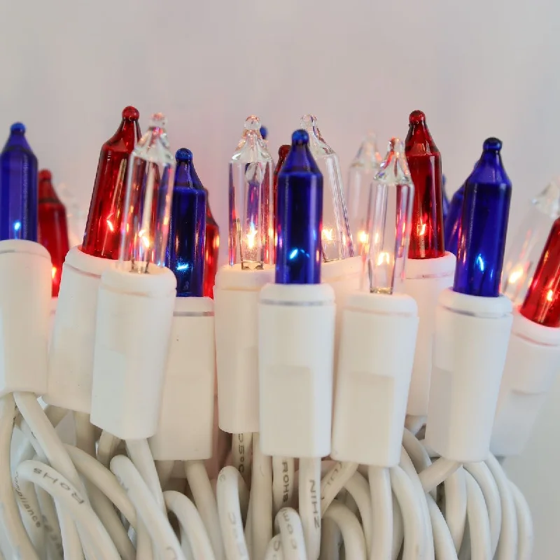 String Lights for Outdoor Dining Areas50-bulb Red White Blue Mini Lights, 4" Spacing, White Wire String Lights for Outdoor Dining Areas50-bulb Red White Blue Mini Lights, 4" Spacing, White Wire