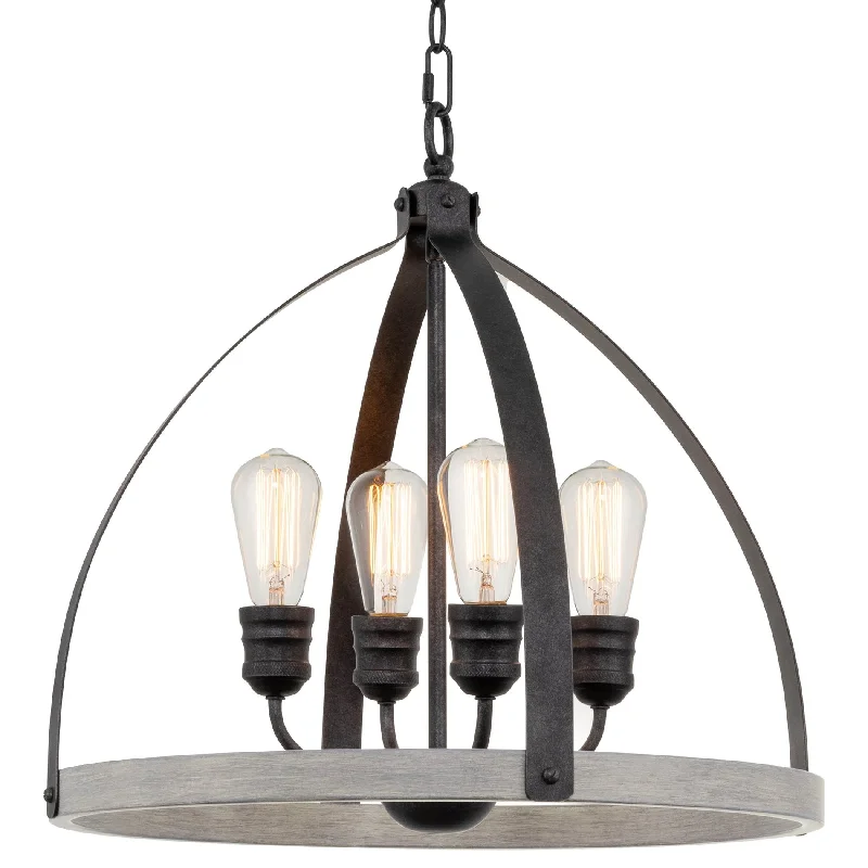 Adjustable Industrial Lighting for Flexible IlluminationKira Home Selma 20" 4-Light Farmhouse Pendant Light, Gray Oak Wood Style + Galvanized Black Finish Adjustable Industrial Lighting for Flexible IlluminationKira Home Selma 20" 4-Light Farmhouse Pendant Light, Gray Oak Wood Style + Galvanized Black Finish
