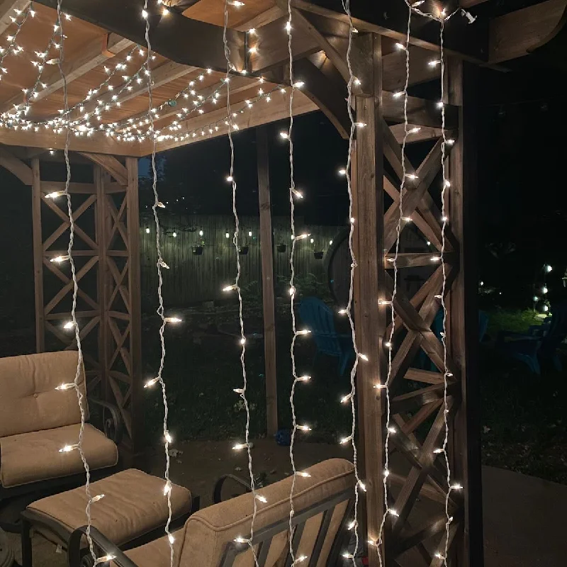 String Lights for Porch Lighting8-Foot Glass Curtain Icicle Lights Clear Bulbs White Wire String Lights for Porch Lighting8-Foot Glass Curtain Icicle Lights Clear Bulbs White Wire