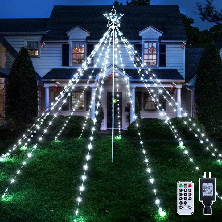 String Lights for Outdoor Dining AreasOllny 340 Led Cool White Christmas Lights Tree For Lawn (With Pole, Clear Wire, IP67 Waterproof, 8 Modes, Plug In) String Lights for Outdoor Dining AreasOllny 340 Led Cool White Christmas Lights Tree For Lawn (With Pole, Clear Wire, IP67 Waterproof, 8 Modes, Plug In)