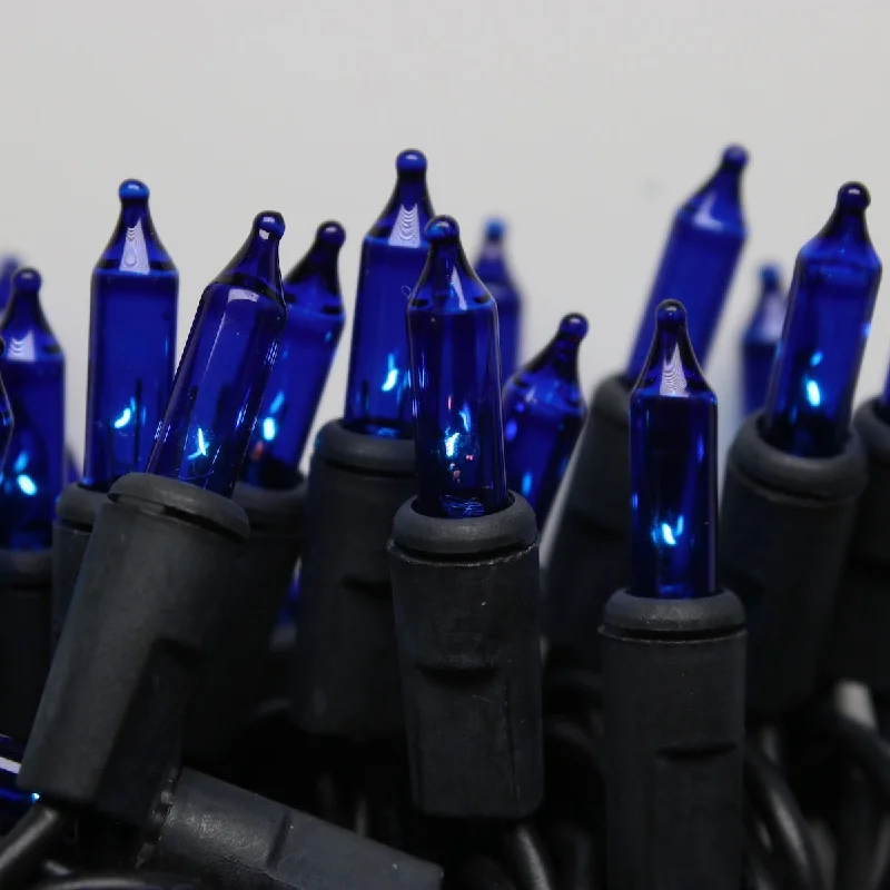 String Lights for Hotel Courtyard Lighting50-bulb Blue Mini Lights, 4" Spacing, Black Wire String Lights for Hotel Courtyard Lighting50-bulb Blue Mini Lights, 4" Spacing, Black Wire