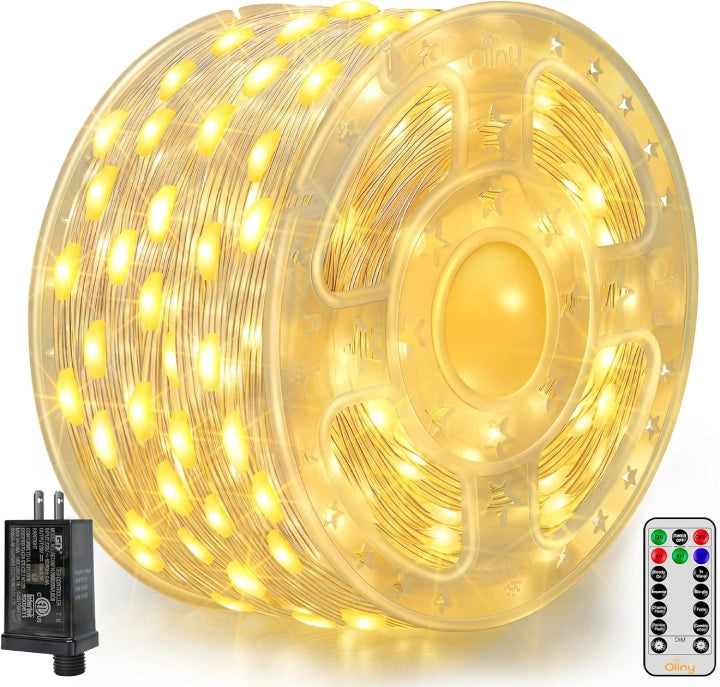 String Lights for DIY Home Decor ProjectsOllny 600 LED 197ft Warm White IP67 Waterproof Christmas Lights (Clear Wire, Plug in, 8 Modes) String Lights for DIY Home Decor ProjectsOllny 600 LED 197ft Warm White IP67 Waterproof Christmas Lights (Clear Wire, Plug in, 8 Modes)