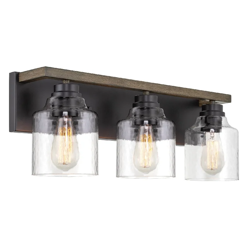 Corrosion - Resistant Industrial Lighting for Coastal FactoriesKira Home Caspian 23" 3-Light Farmhouse Bathroom / Vanity Light + Hammered Glass Shades, Russet Oak Wood Style + Black Finish Corrosion - Resistant Industrial Lighting for Coastal FactoriesKira Home Caspian 23" 3-Light Farmhouse Bathroom / Vanity Light + Hammered Glass Shades, Russet Oak Wood Style + Black Finish