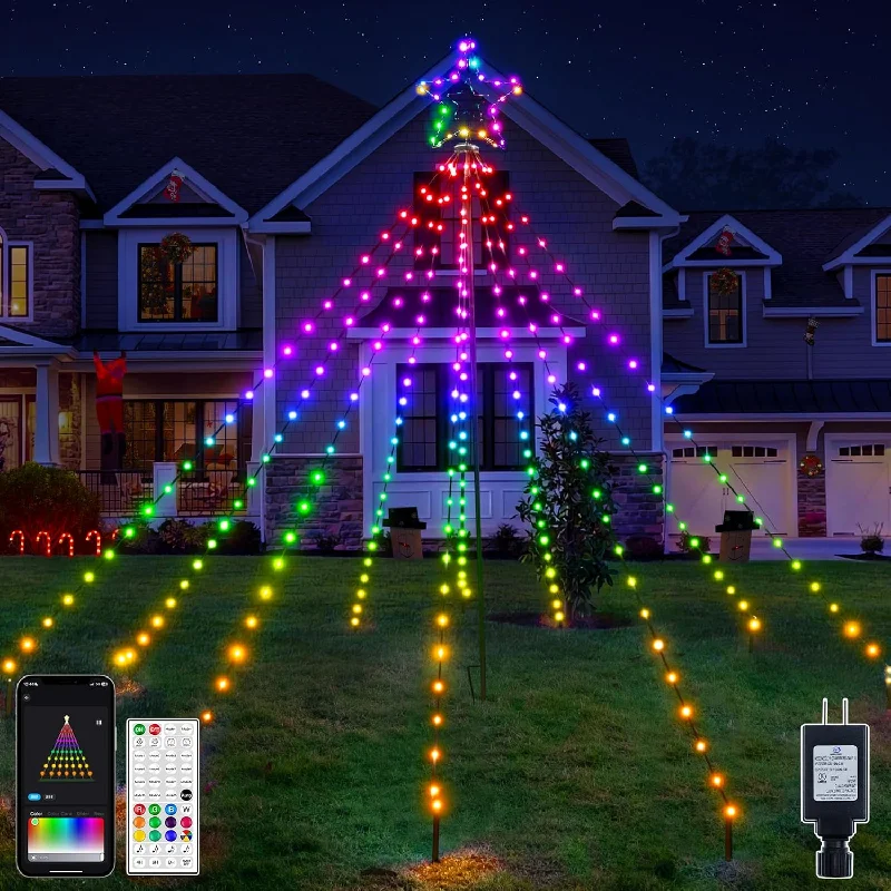 Color - Changing LED String Lights for Christmas DecorOllny Smart RGB Christmas Tree Lights 265LED 6.6FT(130+ Modes, Remote & App Control, IP67 Waterproof) Color - Changing LED String Lights for Christmas DecorOllny Smart RGB Christmas Tree Lights 265LED 6.6FT(130+ Modes, Remote & App Control, IP67 Waterproof)
