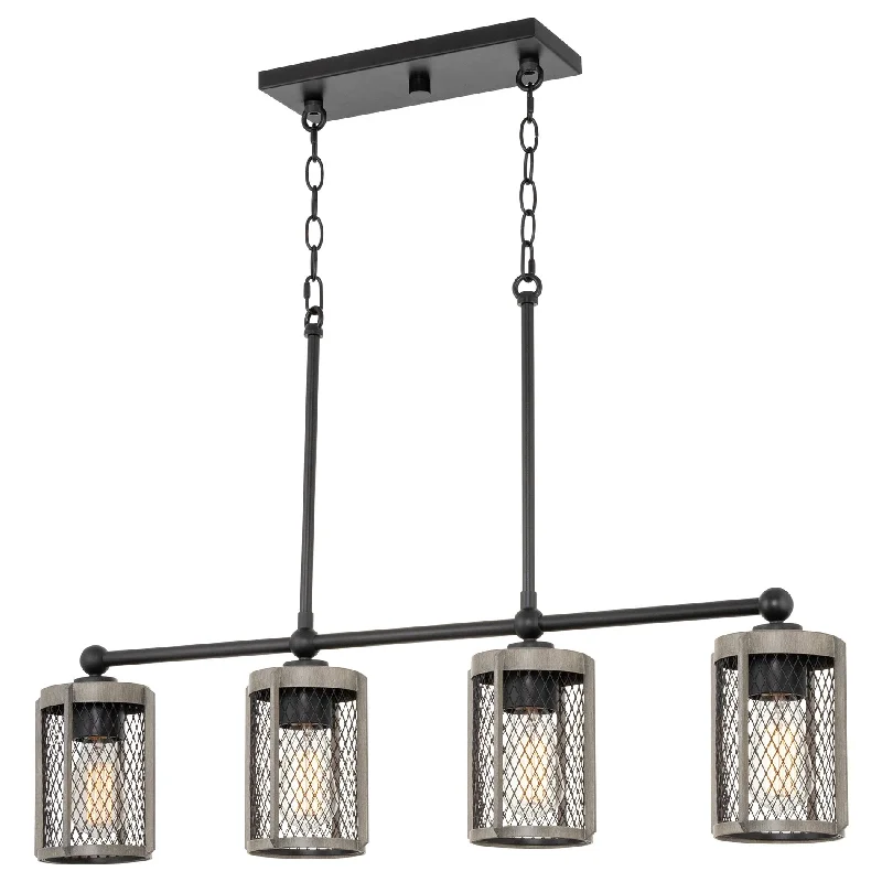 Color - Tunable Industrial Lighting for Special ApplicationsKira Home Walden 33" 4-Light Modern Farmhouse Island Light + Metal Cage Shades, Adjustable Hanging Height, Gray Oak Wood Style + Black Finish Color - Tunable Industrial Lighting for Special ApplicationsKira Home Walden 33" 4-Light Modern Farmhouse Island Light + Metal Cage Shades, Adjustable Hanging Height, Gray Oak Wood Style + Black Finish