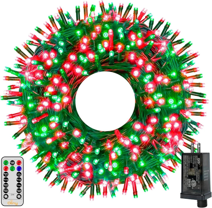 String Lights for Balcony DecorationOllny 500 LED 164ft Red and Green Christmas Lights (Green Cable, Plug in, 8 Modes, IP44 Waterproof) String Lights for Balcony DecorationOllny 500 LED 164ft Red and Green Christmas Lights (Green Cable, Plug in, 8 Modes, IP44 Waterproof)