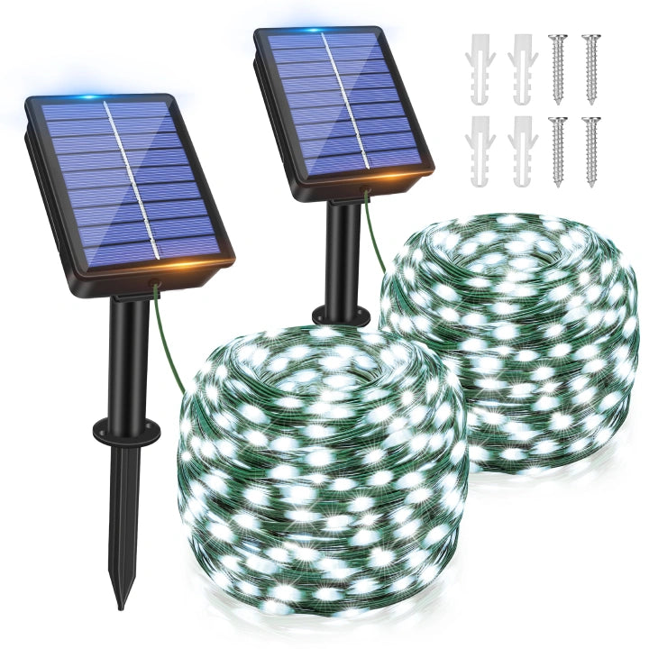LED String Lights with Warm White GlowOllny 300 LED 99ft Cool White Solar String Lights (2 Packs, Solar Power, 8 Modes, IP67 Waterproof) LED String Lights with Warm White GlowOllny 300 LED 99ft Cool White Solar String Lights (2 Packs, Solar Power, 8 Modes, IP67 Waterproof)