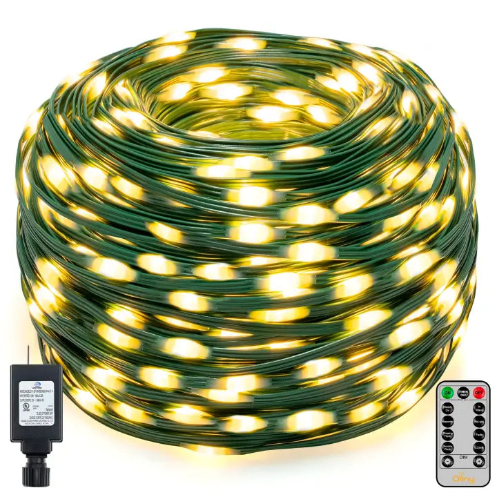 Solar - Powered String Lights for Energy - Saving BackyardsOllny 800 LED 262ft Warm White IP67 Waterproof String Lights (Green Wire, Plug in, 8 Modes) Solar - Powered String Lights for Energy - Saving BackyardsOllny 800 LED 262ft Warm White IP67 Waterproof String Lights (Green Wire, Plug in, 8 Modes)