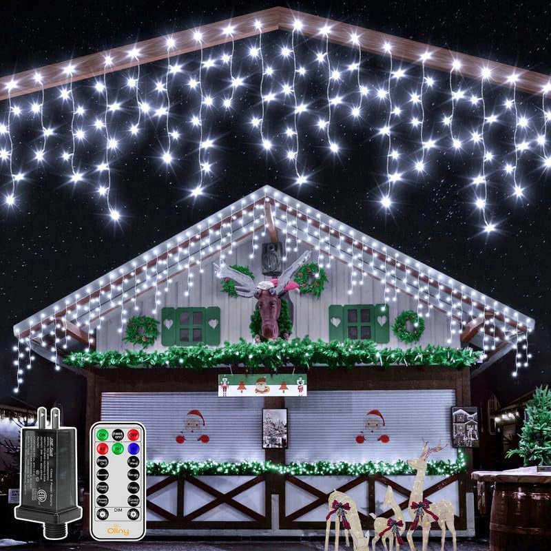 LED String Lights with Warm White GlowOllny 396 LED 32ft Cool White Icicle Lights (Clear Cable, Plug in, 8 Modes), Connectable up to 3 Sets LED String Lights with Warm White GlowOllny 396 LED 32ft Cool White Icicle Lights (Clear Cable, Plug in, 8 Modes), Connectable up to 3 Sets