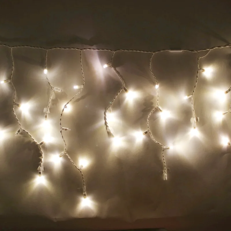 LED String Lights with Warm White Glow100-light Warm White 5mm LED Icicle Lights, White Wire LED String Lights with Warm White Glow100-light Warm White 5mm LED Icicle Lights, White Wire