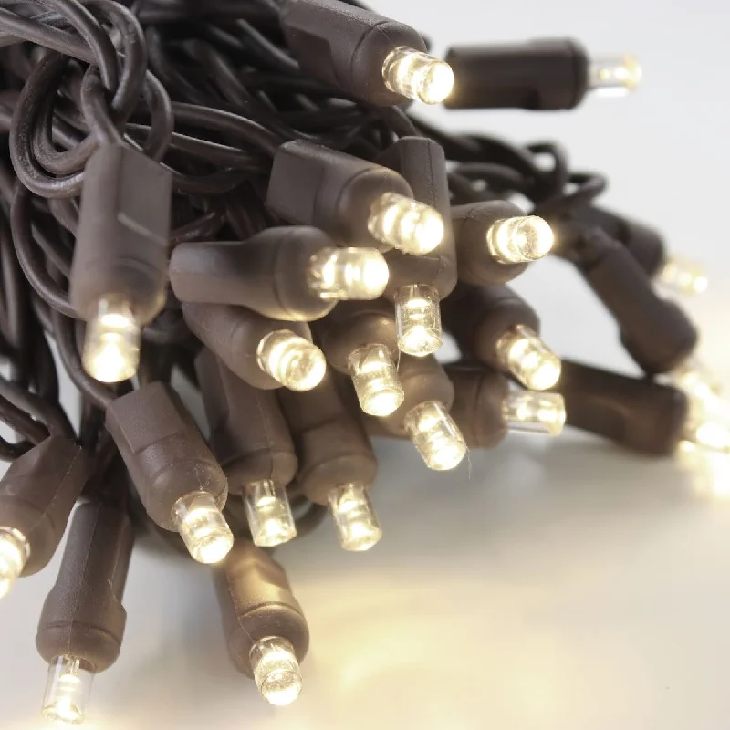 String Lights with Clear Bulbs for a Classic Look50-light 5mm Warm White LED Christmas Lights, 4" Spacing Brown Wire String Lights with Clear Bulbs for a Classic Look50-light 5mm Warm White LED Christmas Lights, 4" Spacing Brown Wire