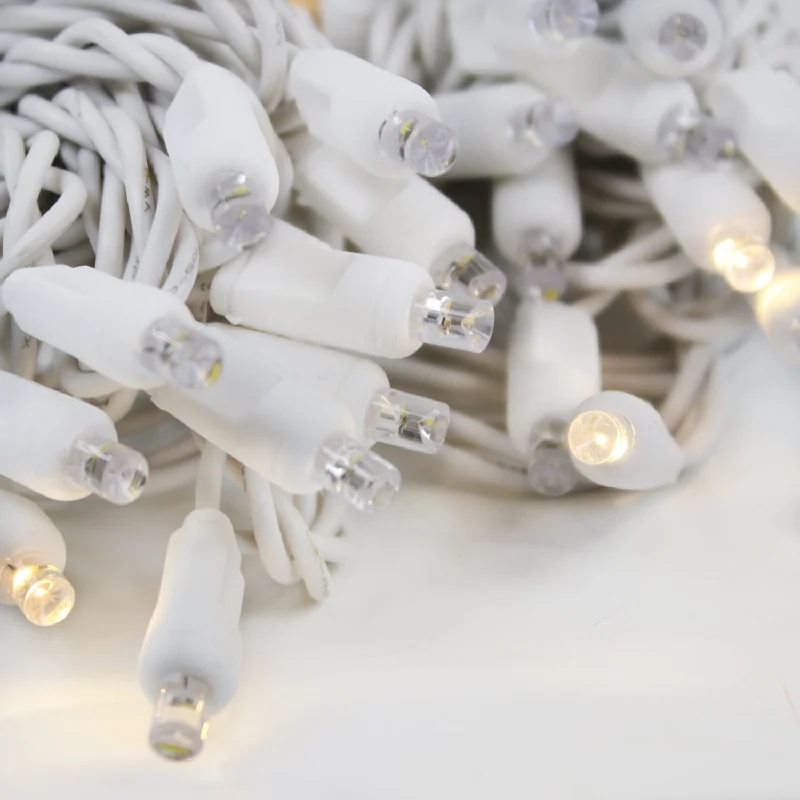 String Lights for DIY Home Decor Projects50-light  5mm Warm White Strobe LED Christmas Lights, 4" Spacing White Wire