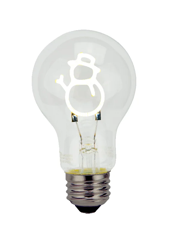 Waterproof Industrial Lighting for Wet AreasTCP A19 Snowman Decorative Filament LED Christmas Light Bulb, 0.3W White Light – Snowman Base Down for Holiday & Festive Indoor Decor