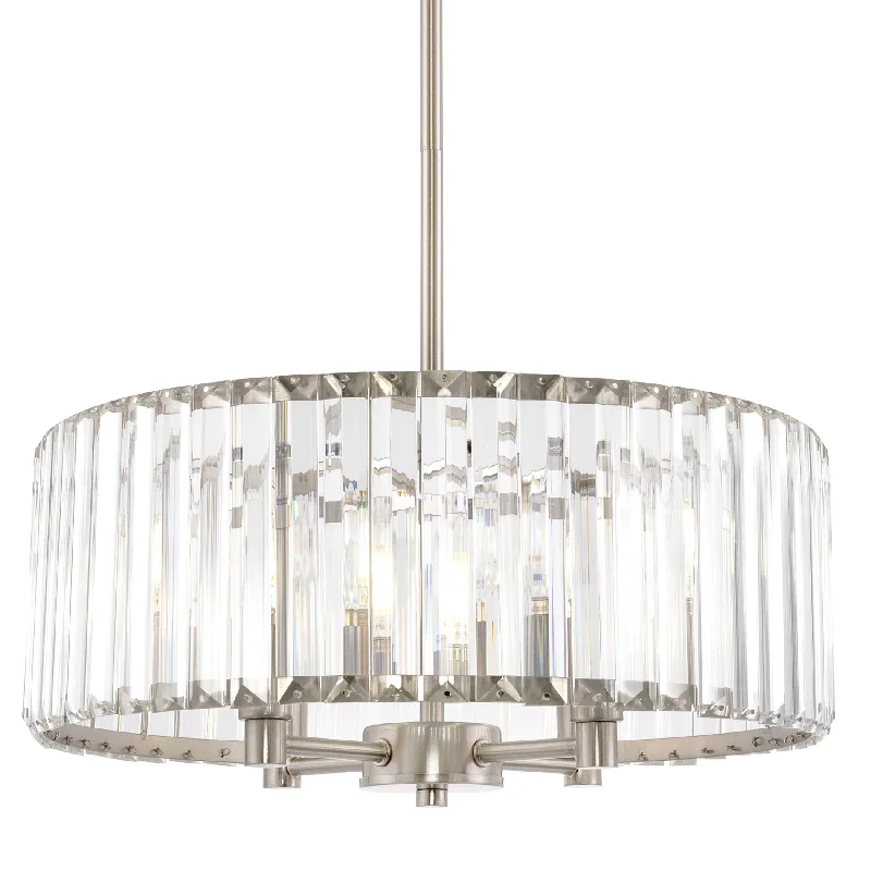 Durable Industrial Lighting for Harsh EnvironmentsKira Home Delilah 16" Modern 4-Light Crystal Drum Chandelier + Clear Beveled Glass Panels, Brushed Nickel Finish
