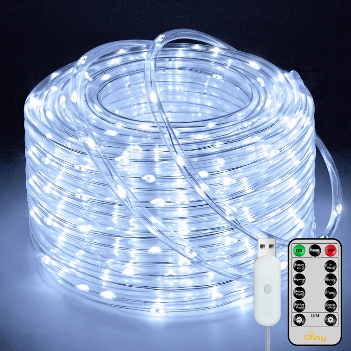 String Lights for Porch LightingOllny 100 LED 33ft Cool White Rope Lights (USB, 8 Modes, IP68 Waterproof) String Lights for Porch LightingOllny 100 LED 33ft Cool White Rope Lights (USB, 8 Modes, IP68 Waterproof)