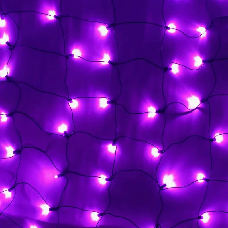 String Lights for Balcony Decoration100-light Purple 5mm LED Net Lights, Green Wire