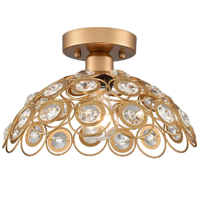 Corrosion - Resistant Industrial Lighting for Coastal FactoriesGold Semi Flush Mount Ceiling Light Crystal Ceiling Hallway Light Fixtures Corrosion - Resistant Industrial Lighting for Coastal FactoriesGold Semi Flush Mount Ceiling Light Crystal Ceiling Hallway Light Fixtures