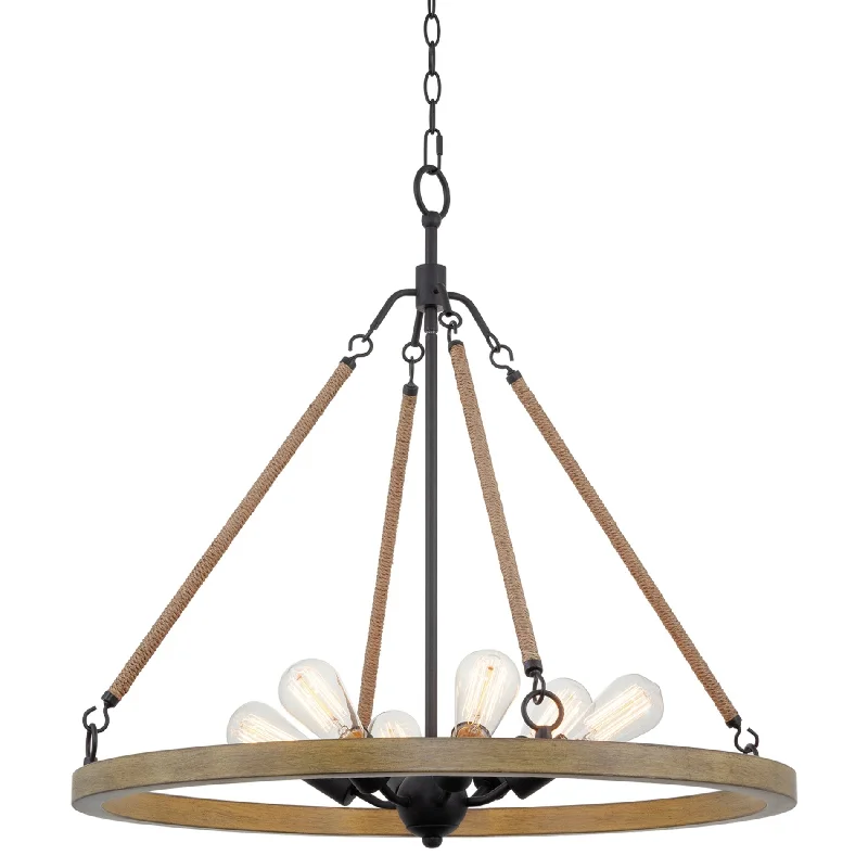 Low - Bay Industrial Lighting Fixtures for Small FactoriesKira Home Belmont 27.5" 6-Light Modern Farmhouse Natural Hemp Rope Wagon Wheel Chandelier, Smoked Birch Wood Style + Black Finish Low - Bay Industrial Lighting Fixtures for Small FactoriesKira Home Belmont 27.5" 6-Light Modern Farmhouse Natural Hemp Rope Wagon Wheel Chandelier, Smoked Birch Wood Style + Black Finish