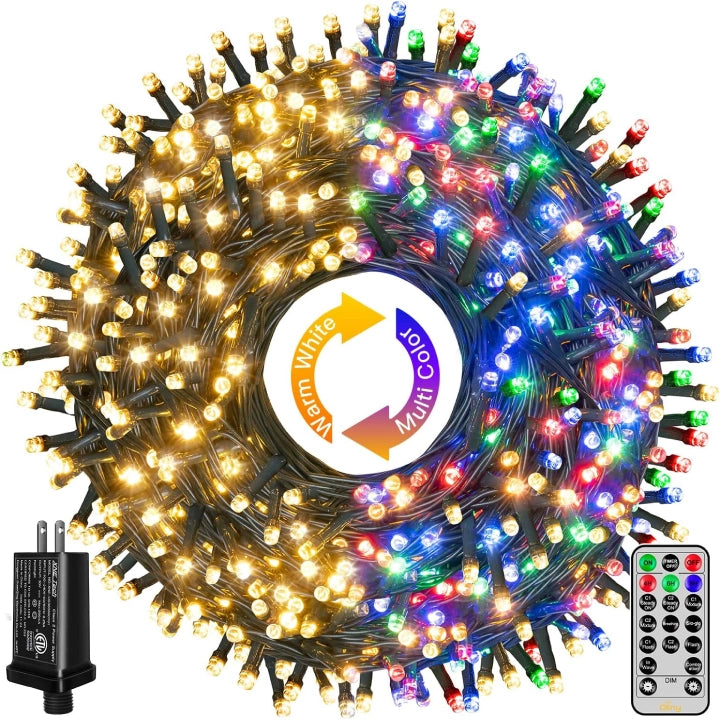 Fairy String Lights for Bedroom DecorOllny 640 LED 210ft Warm White/Multi-color String Lights (Green Cable, Plug in, 11 Modes) Fairy String Lights for Bedroom DecorOllny 640 LED 210ft Warm White/Multi-color String Lights (Green Cable, Plug in, 11 Modes)