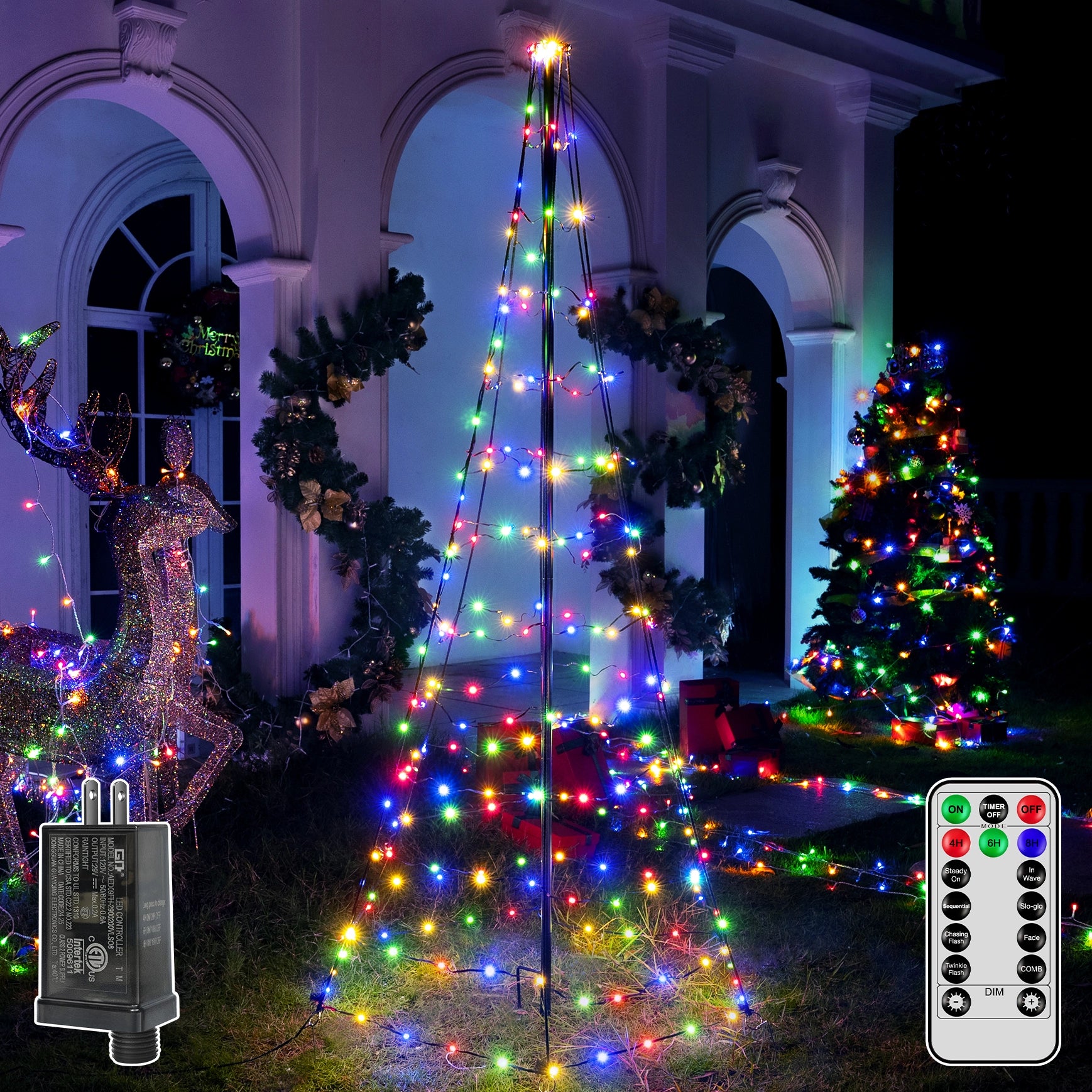 Waterproof String Lights for Patio DecorOllny 234 LED 6ft-High Multicolor Christmas Tree Lights (8 Modes, IP67 Waterproof, Green Wire) Waterproof String Lights for Patio DecorOllny 234 LED 6ft-High Multicolor Christmas Tree Lights (8 Modes, IP67 Waterproof, Green Wire)