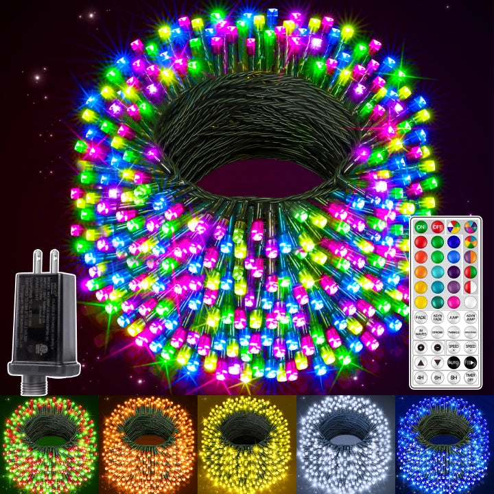 Waterproof String Lights for Patio DecorOllny 600 LED 197ft Christmas RGB String Lights (Green Cable, 130 Modes) Waterproof String Lights for Patio DecorOllny 600 LED 197ft Christmas RGB String Lights (Green Cable, 130 Modes)