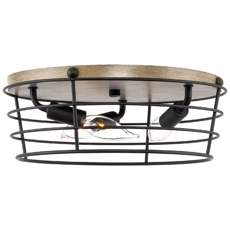 Industrial Exit Sign Lighting for Quick EvacuationKira Home Presley 13" 3-Light Modern Farmhouse Flush Mount Ceiling Light + Round Metal Cage Shade Design, Smoked Birch Wood Style + Black Finish Industrial Exit Sign Lighting for Quick EvacuationKira Home Presley 13" 3-Light Modern Farmhouse Flush Mount Ceiling Light + Round Metal Cage Shade Design, Smoked Birch Wood Style + Black Finish