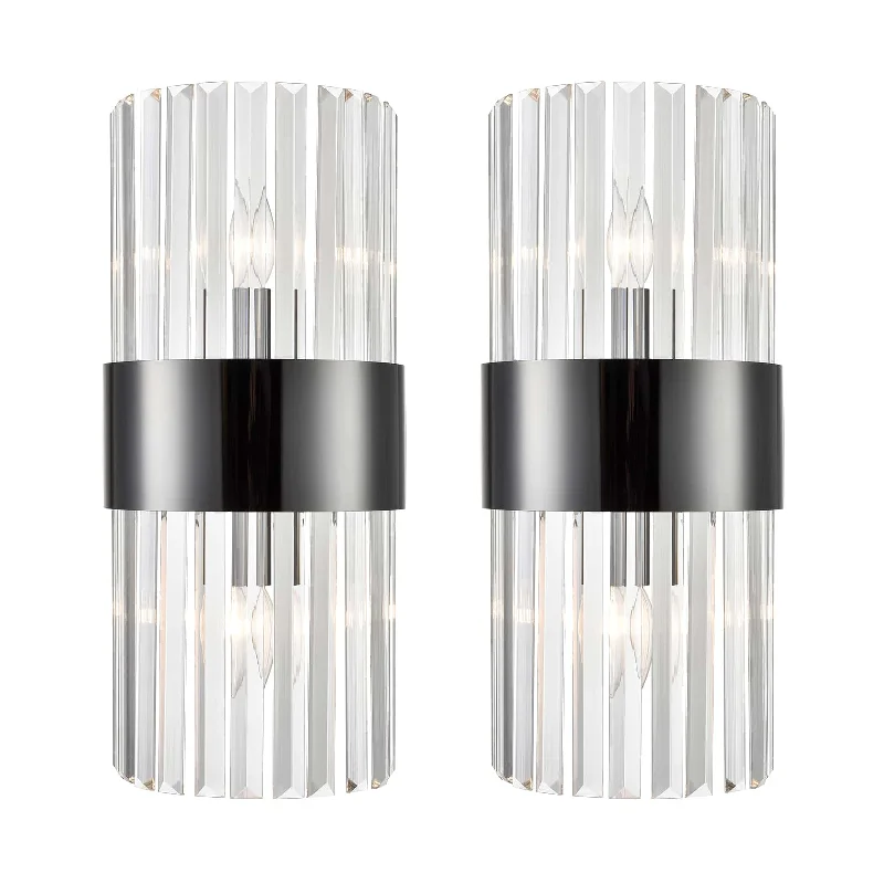 Industrial Lighting for Metal Fabrication ShopsTitanium Black and Clear Glass Wall Sconces Lighting 2-Pack Industrial Lighting for Metal Fabrication ShopsTitanium Black and Clear Glass Wall Sconces Lighting 2-Pack