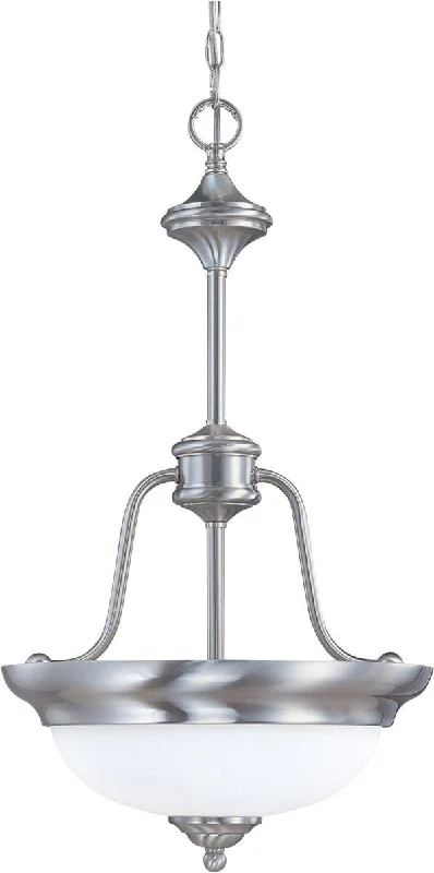 Nuvo Lighting 60-2562 Glenwood Collection Two Light Energy Star Rated GU24 Fluorescent Hanging Pendant Chandelier in Brushed Nickel Finish