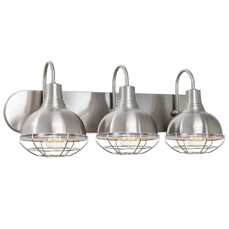 Industrial Lighting for Metal Fabrication ShopsKira Home Liberty 24" 3-Light Modern Industrial Vanity/Bathroom, Kitchen Light + Metal Cage Shades, Brushed Nickel Finish Industrial Lighting for Metal Fabrication ShopsKira Home Liberty 24" 3-Light Modern Industrial Vanity/Bathroom, Kitchen Light + Metal Cage Shades, Brushed Nickel Finish