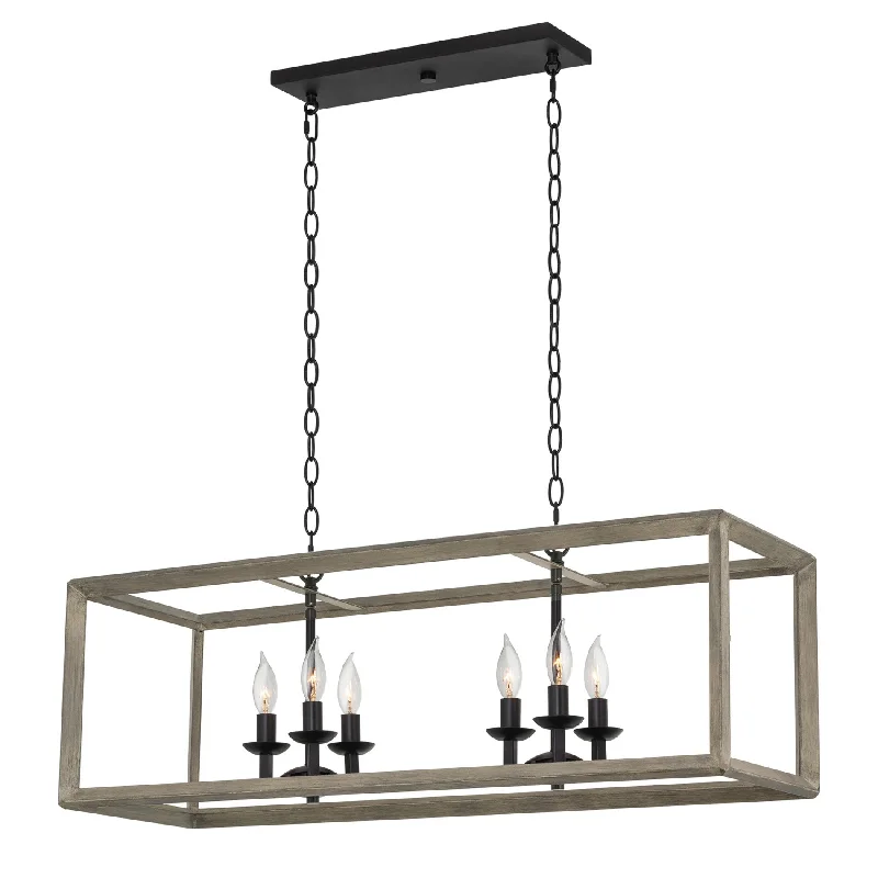 Industrial Wall - Mounted Lighting for Workshop WallsKira Home Carlton 36" 6-Light Modern Farmhouse Kitchen Island Light, Large Rectangle Pendant Chandelier, Gray Oak Wood Style Metal Frame + Black Finish Industrial Wall - Mounted Lighting for Workshop WallsKira Home Carlton 36" 6-Light Modern Farmhouse Kitchen Island Light, Large Rectangle Pendant Chandelier, Gray Oak Wood Style Metal Frame + Black Finish