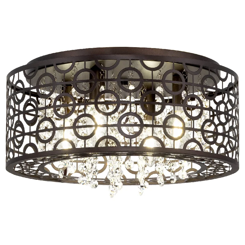 Industrial Pendant Lighting for Machine ShopsKira Home Brielle 15" Modern Chic 4-Light Crystal Flush Mount Chandelier + Round Metal Shade, Dimmable, Oil Rubbed Bronze Finish Industrial Pendant Lighting for Machine ShopsKira Home Brielle 15" Modern Chic 4-Light Crystal Flush Mount Chandelier + Round Metal Shade, Dimmable, Oil Rubbed Bronze Finish
