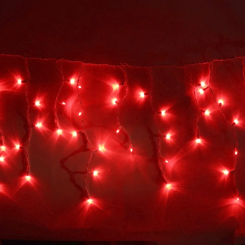 String Lights for Nursery Room Decor100-light Red 5mm LED Icicle Lights, White Wire