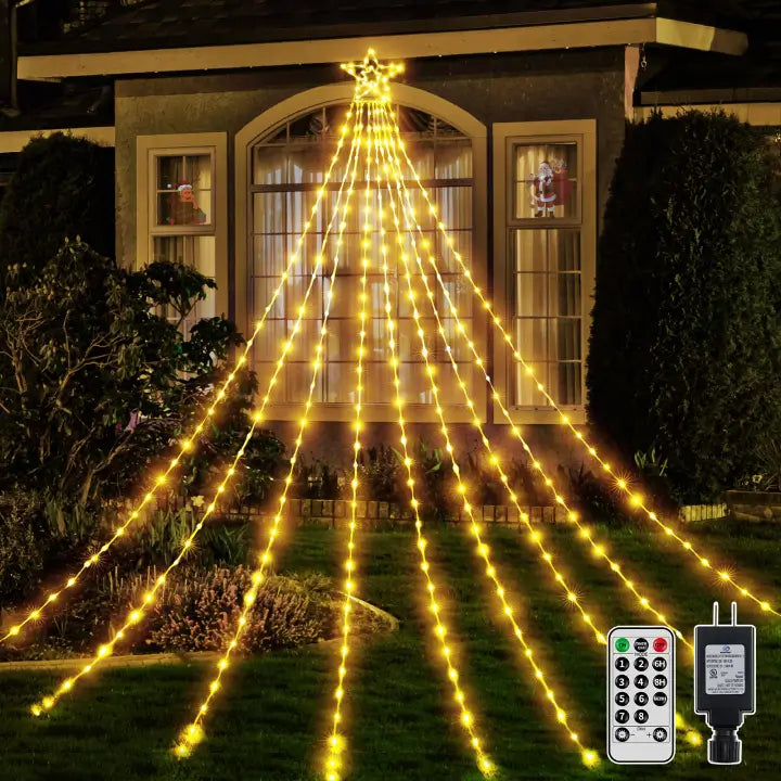 String Lights with Multicolored Bulbs for Festive OccasionsOllny 352 Led 11.5ft Warm White Waterfall Christmas Lights (Clear Wire, IP67 Waterproof, 8 Modes, Plug In) String Lights with Multicolored Bulbs for Festive OccasionsOllny 352 Led 11.5ft Warm White Waterfall Christmas Lights (Clear Wire, IP67 Waterproof, 8 Modes, Plug In)